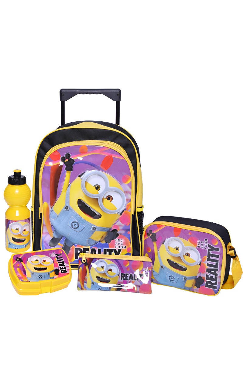 Universal Studios Minions 5-in-1 Value Set Trolley Bag with Accessory – Black/Yellow 