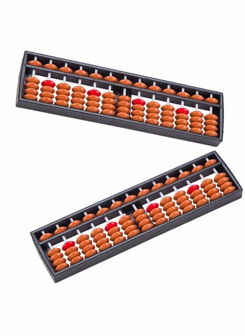 2pcs Vintage Wooden Abacus 13 Rods Wood Soroban with Reset Button Chinese Japanese Calculator Counting Tool for Kid Educational Brain Teaser Toys Gift Brown  - Image 1