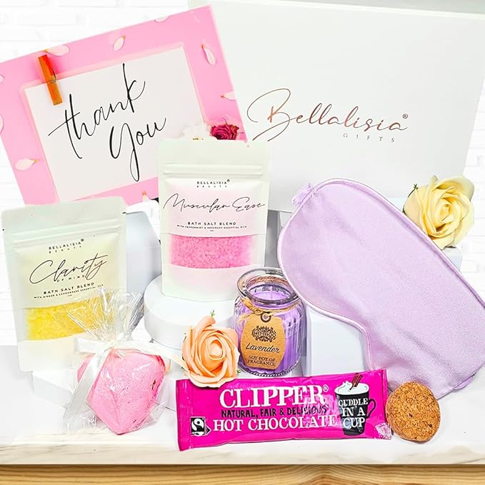 Relaxing Thank You Gifts for Women Natural Bath Salt Set Letterbox Pamper Hamper Kit Ideal for Teachers Colleague Best Friend Teaching Assistants A Perfect Relaxation Present for Her to Relax