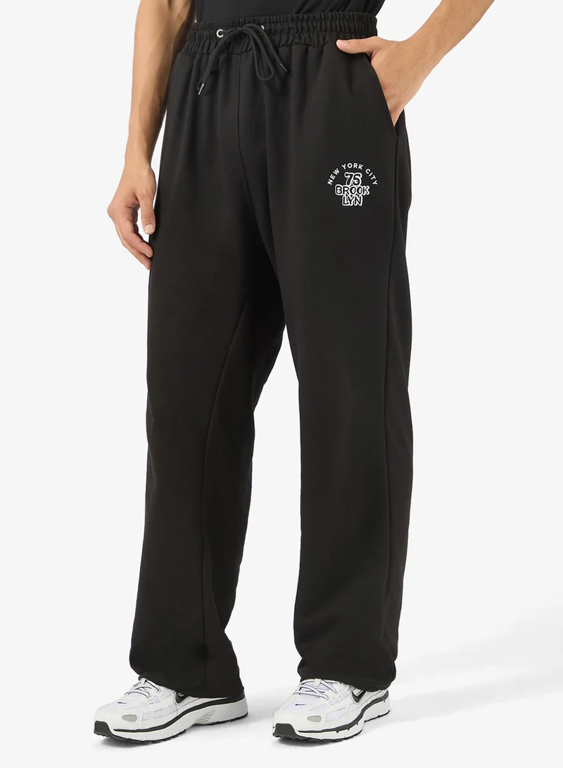 Graphic Print Open Hem Joggers