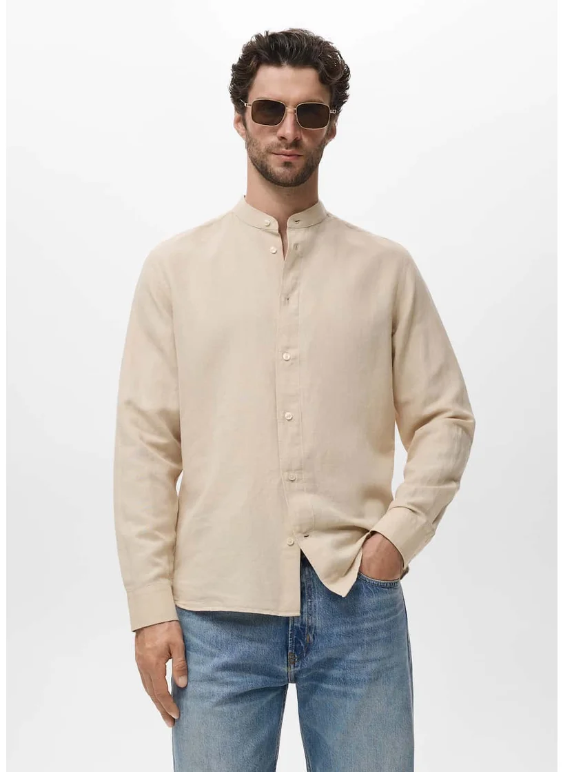 مانجو مان Mao Collar Linen Shirt