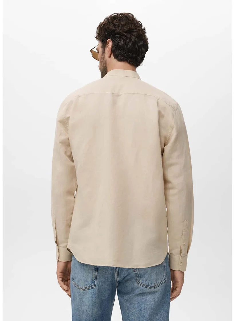 مانجو مان Mao Collar Linen Shirt