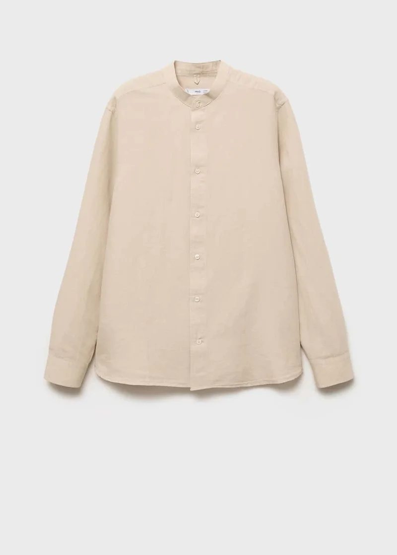 Mango Man  Mao Collar Linen Shirt for Men | Best Price UAE