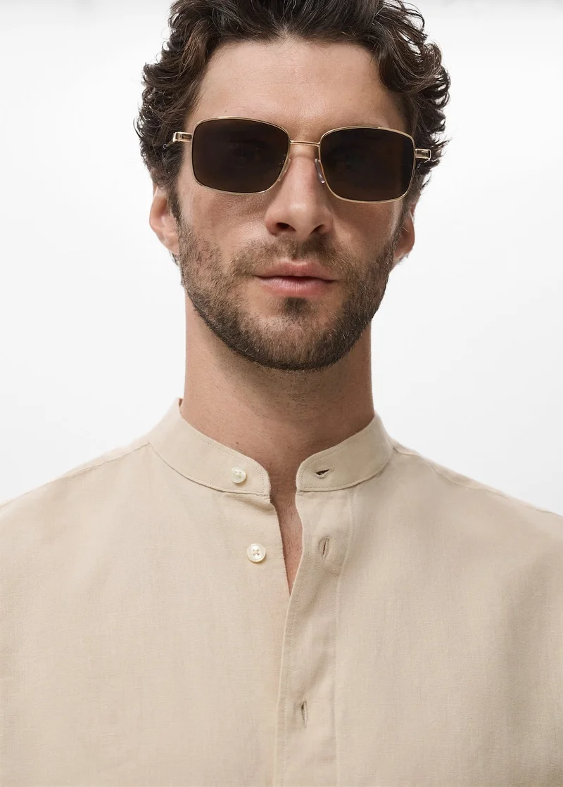 Mango Man  Mao Collar Linen Shirt for Men | Best Price UAE