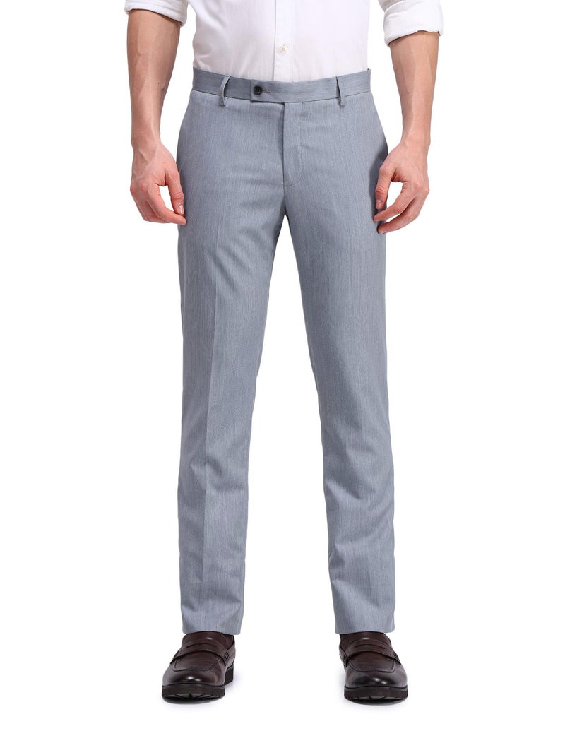 Arrow Men Tapered fit Polyester SolidMid-Rise waistTrousers(ARAEOTR1619_Grey_34) - Image 1