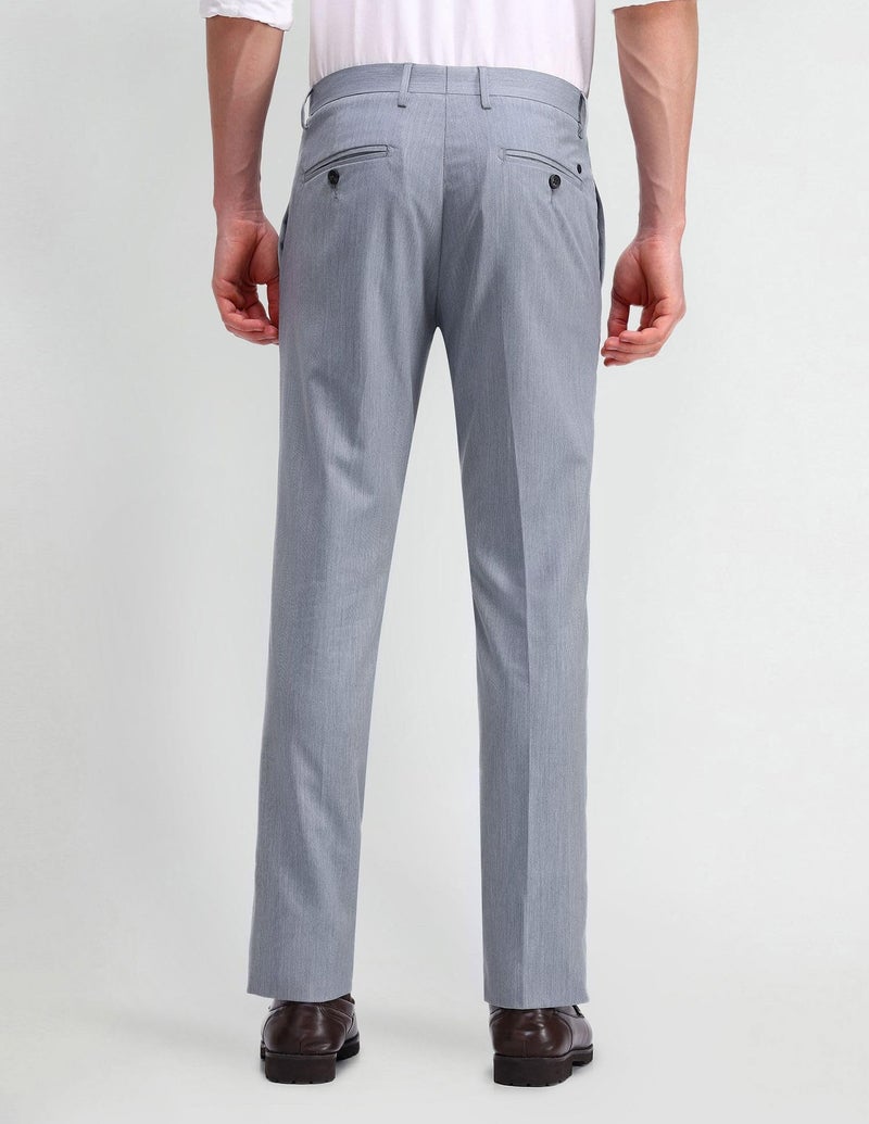 Arrow Men Tapered fit Polyester SolidMid-Rise waistTrousers(ARAEOTR1619_Grey_34) - Image 5