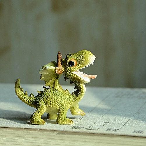 Top Collection Miniature Fairy Garden and Terrarium Statue Mini Dragon Green - Image 3