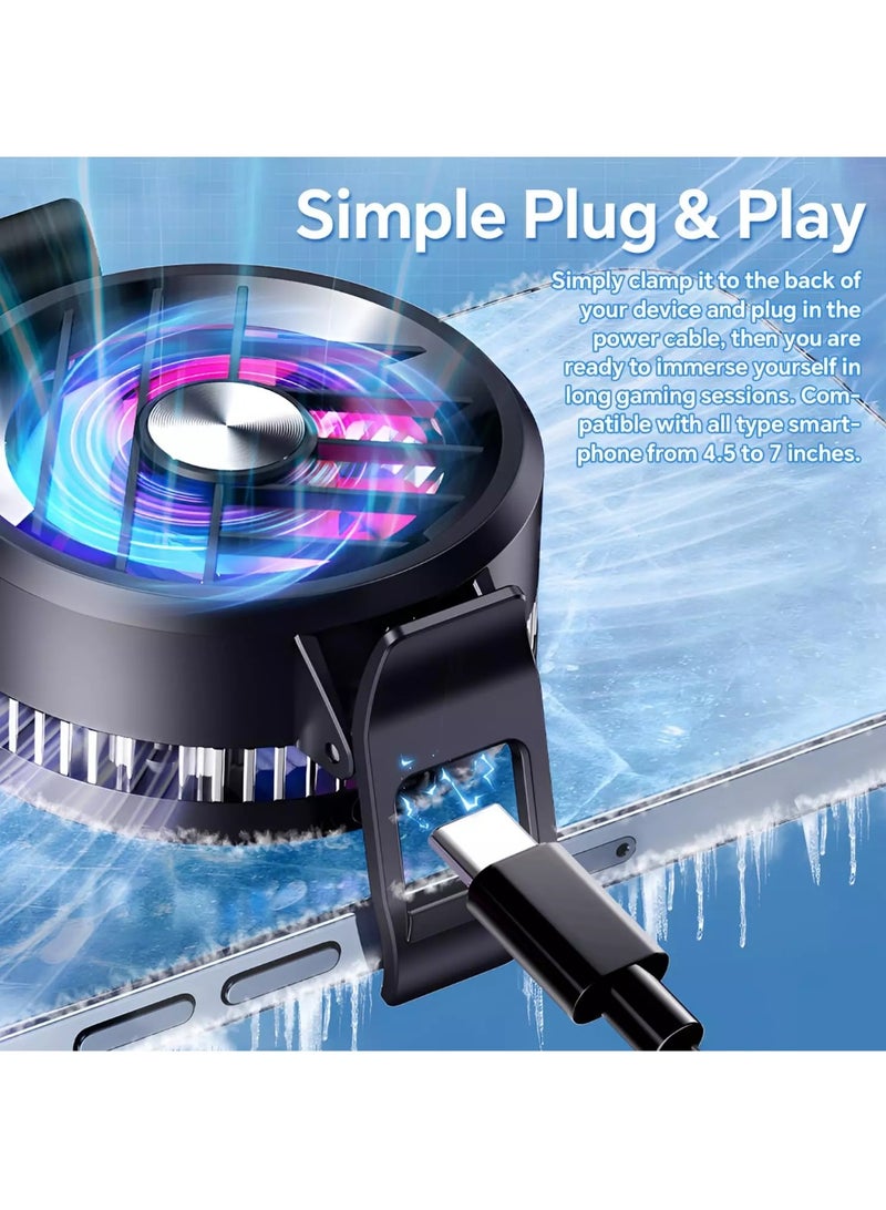GT30 Phone Cooling Fan for Fast Cooling - Silent Design - Cools Phone While Gaming - TYPE-C Connection - Black - Image 4