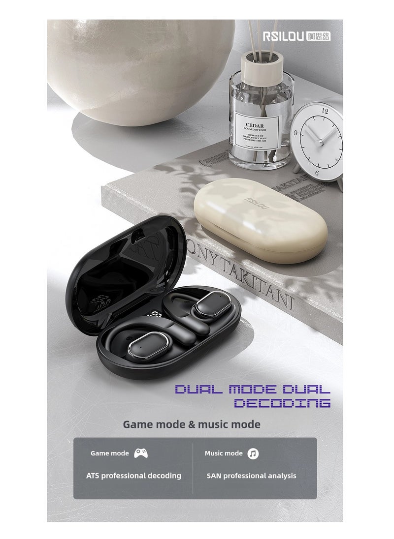 rsilou - OW04U OWS wireless  Bluetooth Earbuds, fast charging, longest battery life, and faster charging, comfortable for long-term wearing, dual modes, digital display - Image 1