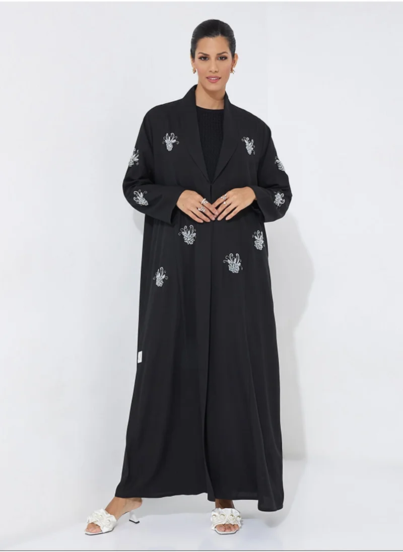Rosette Abaya Abaya With Embroidery Pearl