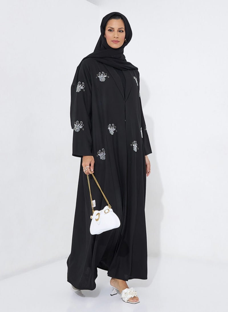 روزيت عباية عباية مطرزة باللؤلؤ والزهور - Image 4