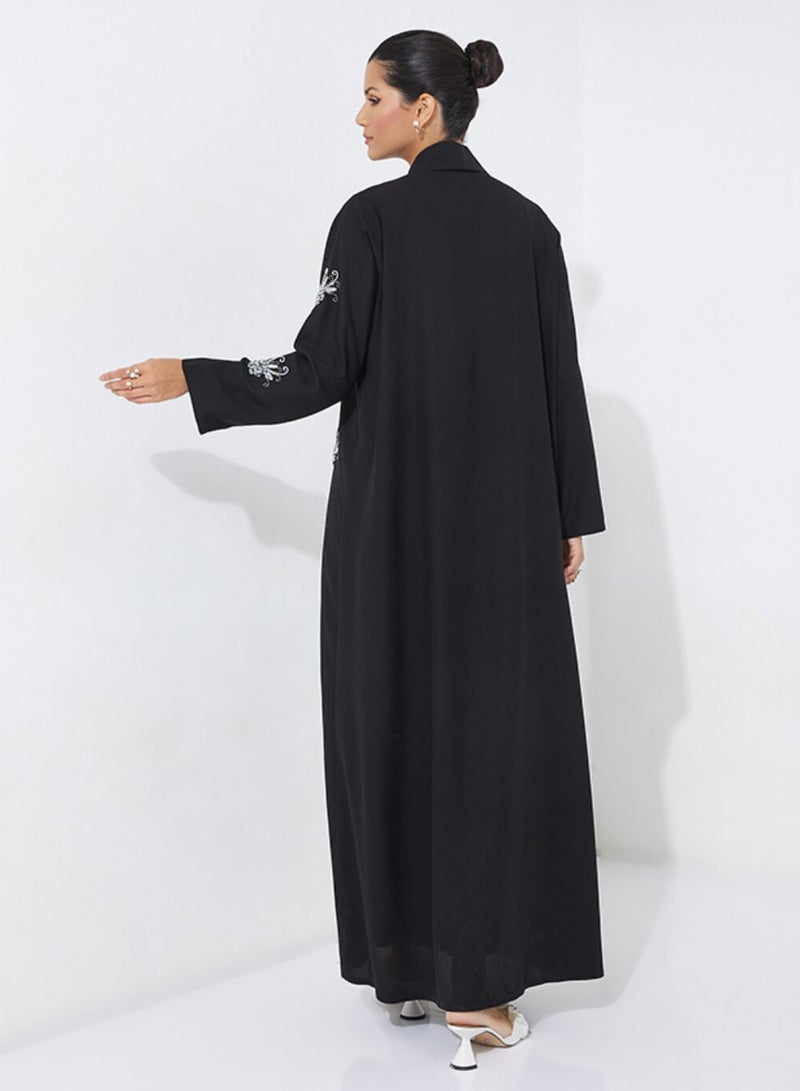 روزيت عباية عباية مطرزة باللؤلؤ والزهور - Image 3