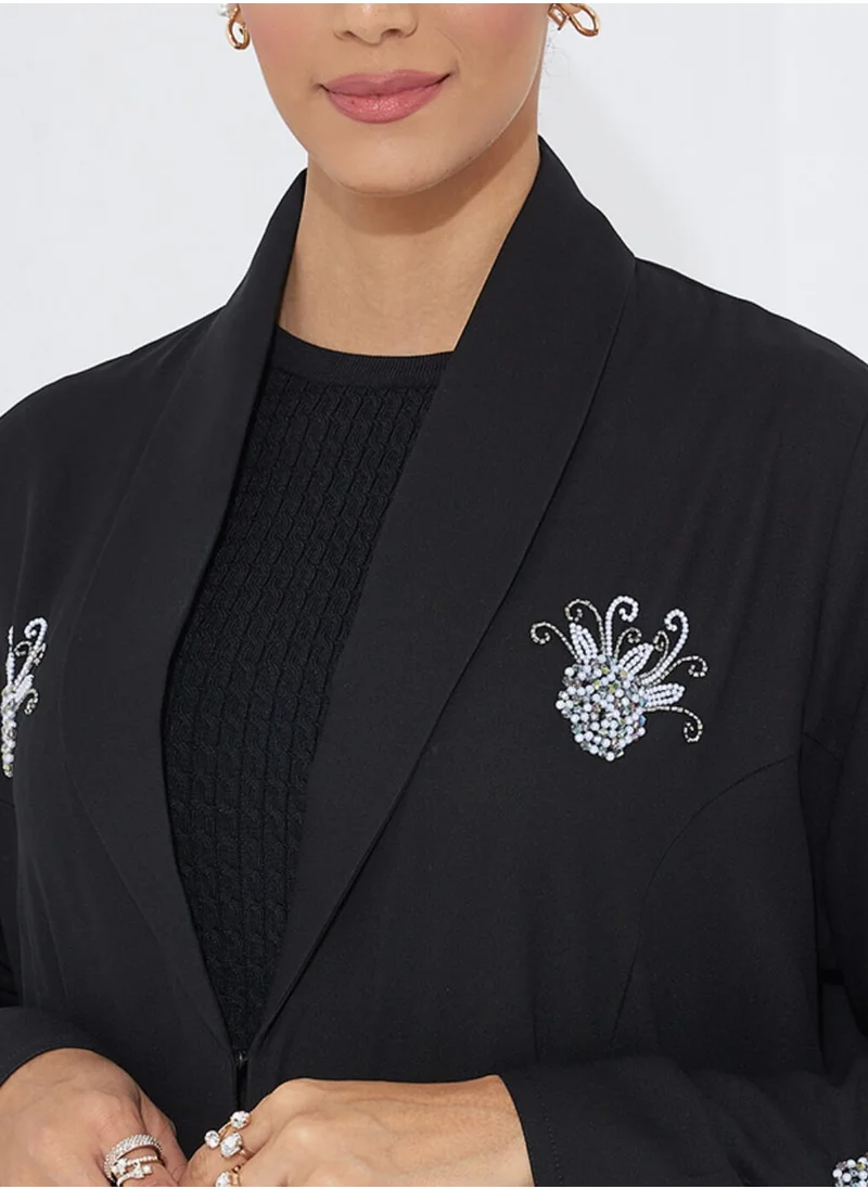 Rosette Abaya Abaya With Embroidery Pearl