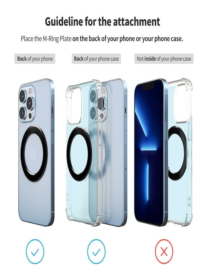 Sinjimoru for MagSafe Sticker, Magnetic Ring for Phone Case, Adaptor for MagSafe, 1000g Magnet Strength, Wireless Charging, M-Ring Plate Black - Image 4