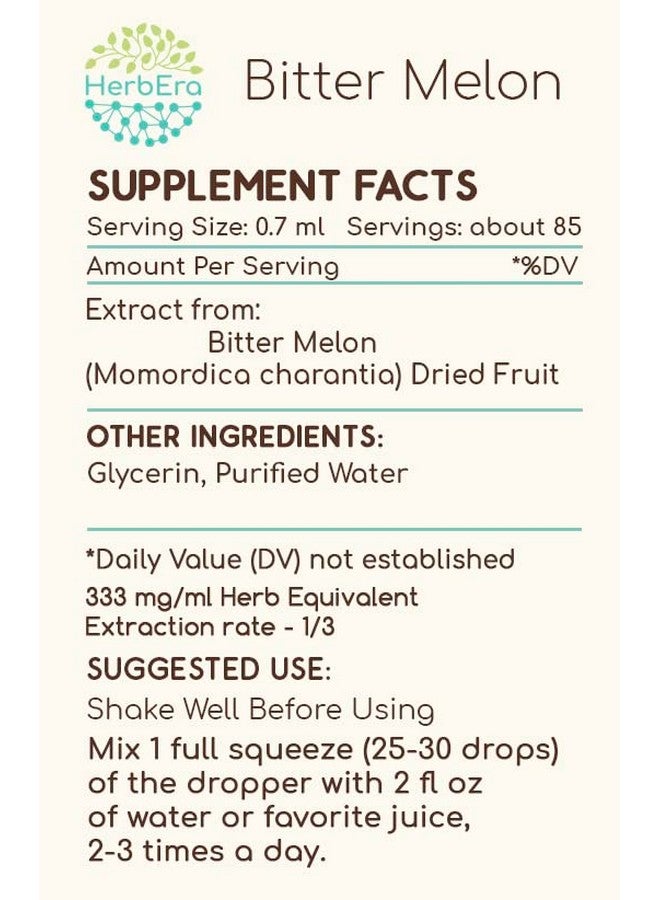 HerbEra Bitter Melon B60 Alcoholfree Herbal Extract Tincture Wildcrafted (African Cucumber Momordica Charantia) Dried Fruit (2 Fl Oz) - Image 3