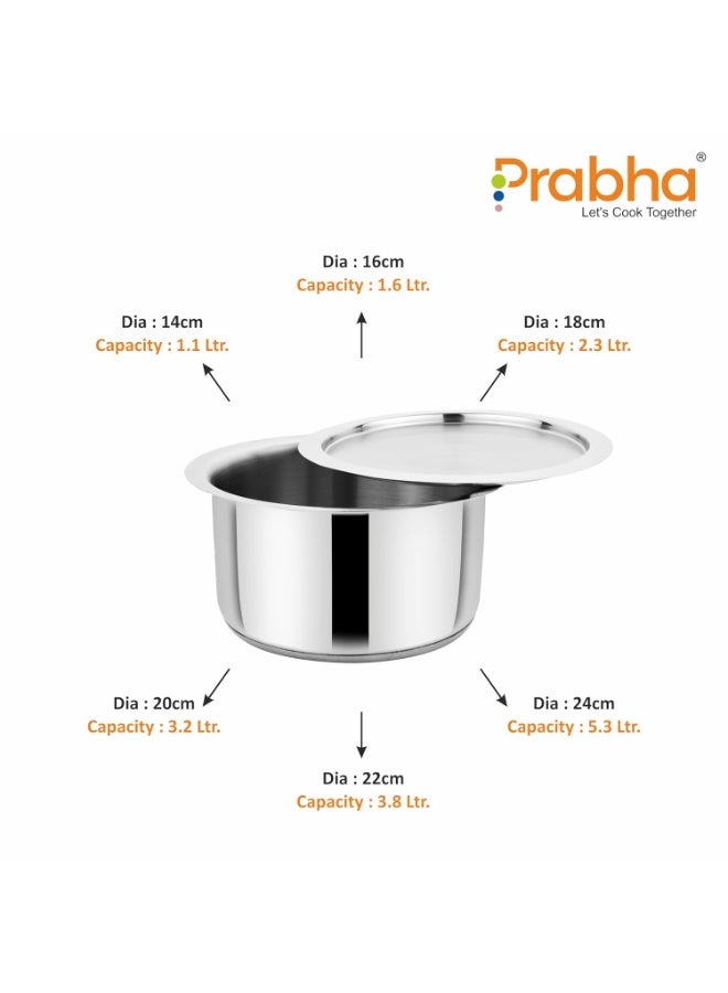 Prabha Stainless Steel Induction Base Milk Tope - Ideal for Containing & Boiling Milk - Heavy-Duty Material - 20cm - 3.2 Litre Capacity - Image 2