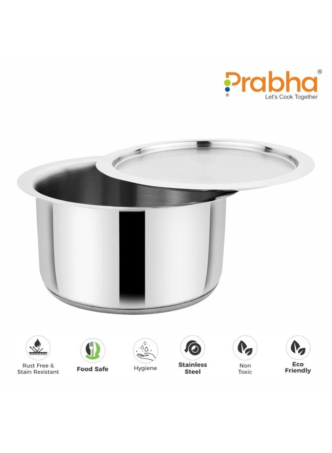 Prabha Stainless Steel Induction Base Milk Tope - Ideal for Containing & Boiling Milk - Heavy-Duty Material - 20cm - 3.2 Litre Capacity - Image 3