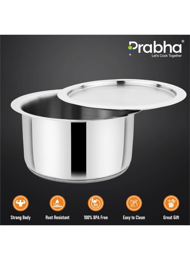 Prabha Stainless Steel Induction Base Milk Tope - Ideal for Containing & Boiling Milk - Heavy-Duty Material - 20cm - 3.2 Litre Capacity - Image 4