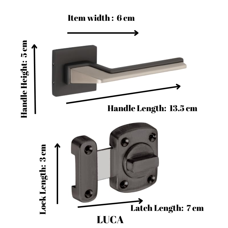 Sardar Luca Black Finish Door Lock for Main Door/Mortise Door - 3 Brass Keys - Bedroom/Office/Hotel (with Rotary Latch) - Image 2