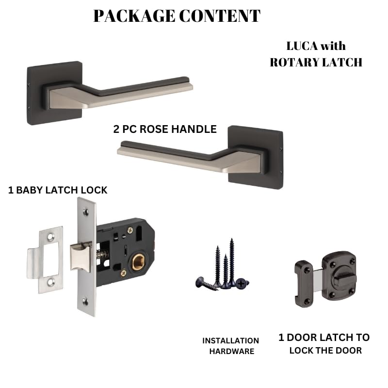 Sardar Luca Black Finish Door Lock for Main Door/Mortise Door - 3 Brass Keys - Bedroom/Office/Hotel (with Rotary Latch) - Image 3