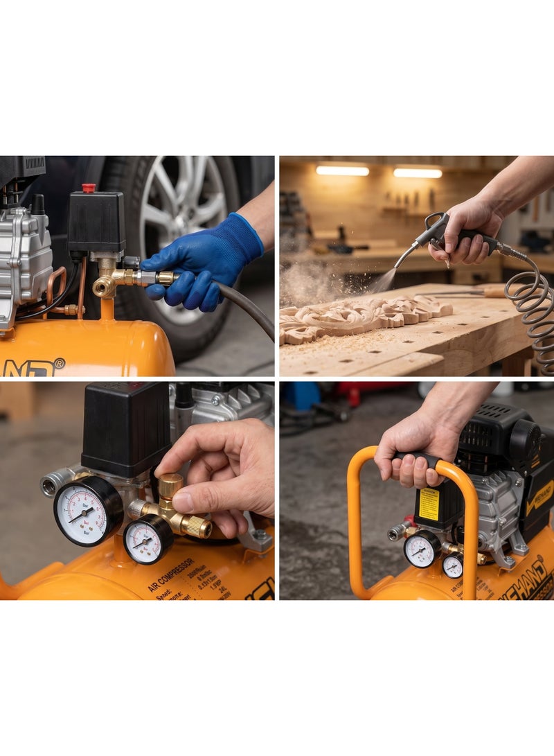 WEHAND 24L Electric Air Compressor – 1.7 HP Heavy Duty Portable Air Pump, 0.8 MPa (8 Bar) High Pressure 2880 RPM Power Tool for Pneumatic Spray Painting, Tyre Inflation, and Workshop Air Tools - Image 3
