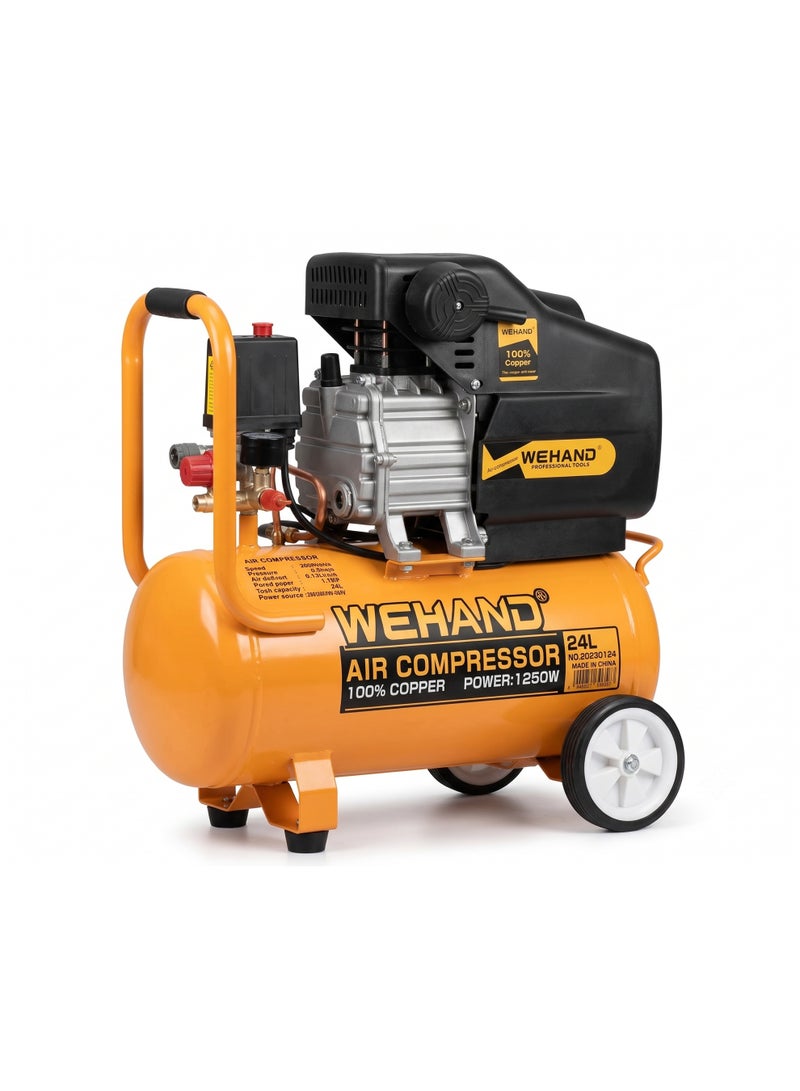 WEHAND 24L Electric Air Compressor – 1.7 HP Heavy Duty Portable Air Pump, 0.8 MPa (8 Bar) High Pressure 2880 RPM Power Tool for Pneumatic Spray Painting, Tyre Inflation, and Workshop Air Tools - Image 1
