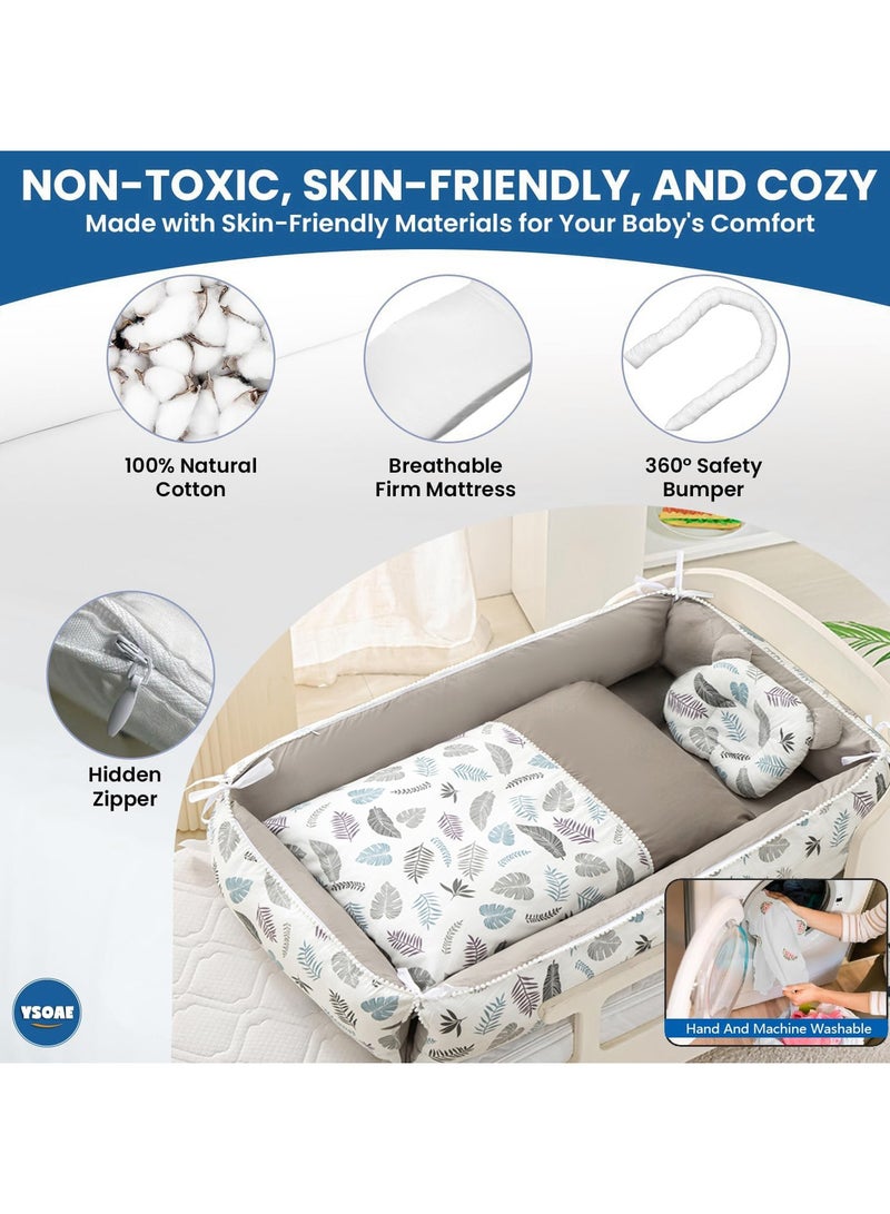 XiuWoo 4 Pack Portable Baby Nest, Adjustable Cozy Baby Lounger Nest, Reversible Baby Crib, Breathable Baby Sleeper, Sleeper in Bed with Baby Pillow, Baby Quilt - Image 2