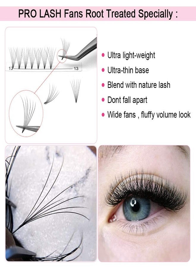 PRO LASHBEAUTY Premade Volume Eyelash Extensions 6D-C-0.07-10 Short Stem Premade Fans Eyelash Extensions 9 to 20 mm Volume Lash Extensions .07 .10 Pre made Lash Fans C D Curl (6D-C-0.07,10mm) - Image 2