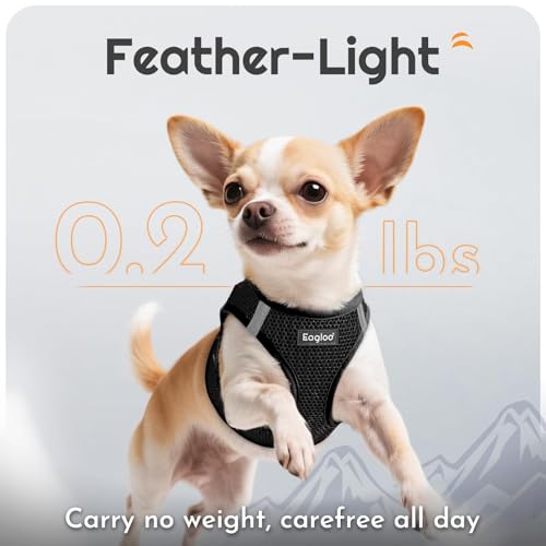 Eagloo Small Dog Harness and Leash Set, Step in Puppy Vest with Breathable Soft Mesh, Walking Reflective Pet Harness for Small Dogs, Black, S - Image 5