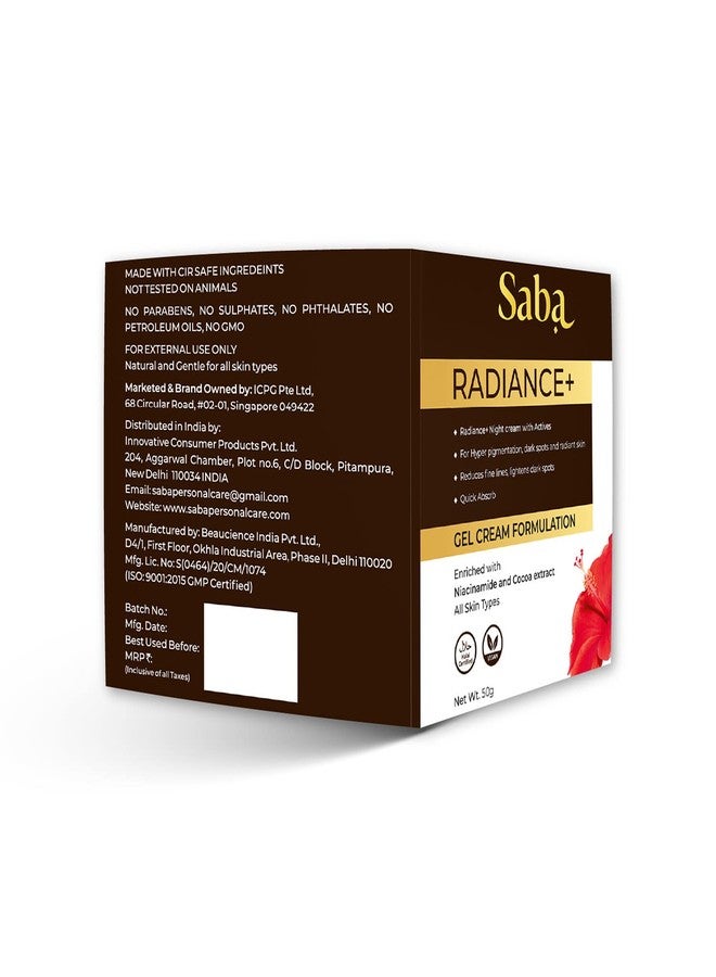 Saba Kombucha Saba Radiance+ Night Gel Cream with Niacinamide, Cocoa Extract & Actives | 50g - Image 3
