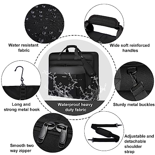 PUSLOM Garment Bag Travel Suit Bag for Men Large 40-Inch Carry on Garment Bag Up to 3 Suits for Business Trips,2 in 1 Hanging Suitcase Luggage Bags for Travel,Foldable Carry on Bag Fits 15.6Inch Laptop,Black - Image 5