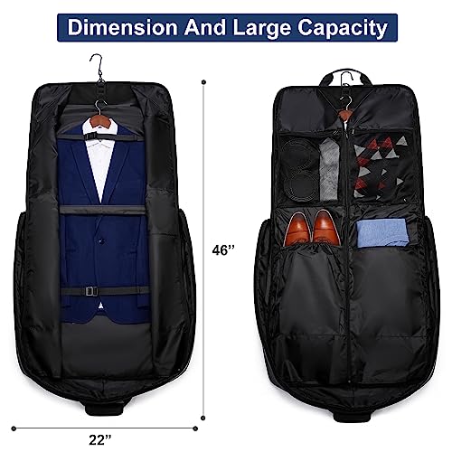 PUSLOM Garment Bag Travel Suit Bag for Men Large 40-Inch Carry on Garment Bag Up to 3 Suits for Business Trips,2 in 1 Hanging Suitcase Luggage Bags for Travel,Foldable Carry on Bag Fits 15.6Inch Laptop,Black - Image 2