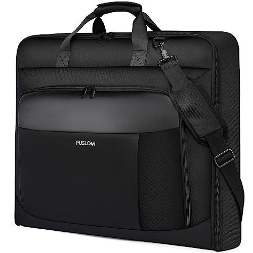 PUSLOM Garment Bag Travel Suit Bag for Men Large 40-Inch Carry on Garment Bag Up to 3 Suits for Business Trips,2 in 1 Hanging Suitcase Luggage Bags for Travel,Foldable Carry on Bag Fits 15.6Inch Laptop,Black - Image 1