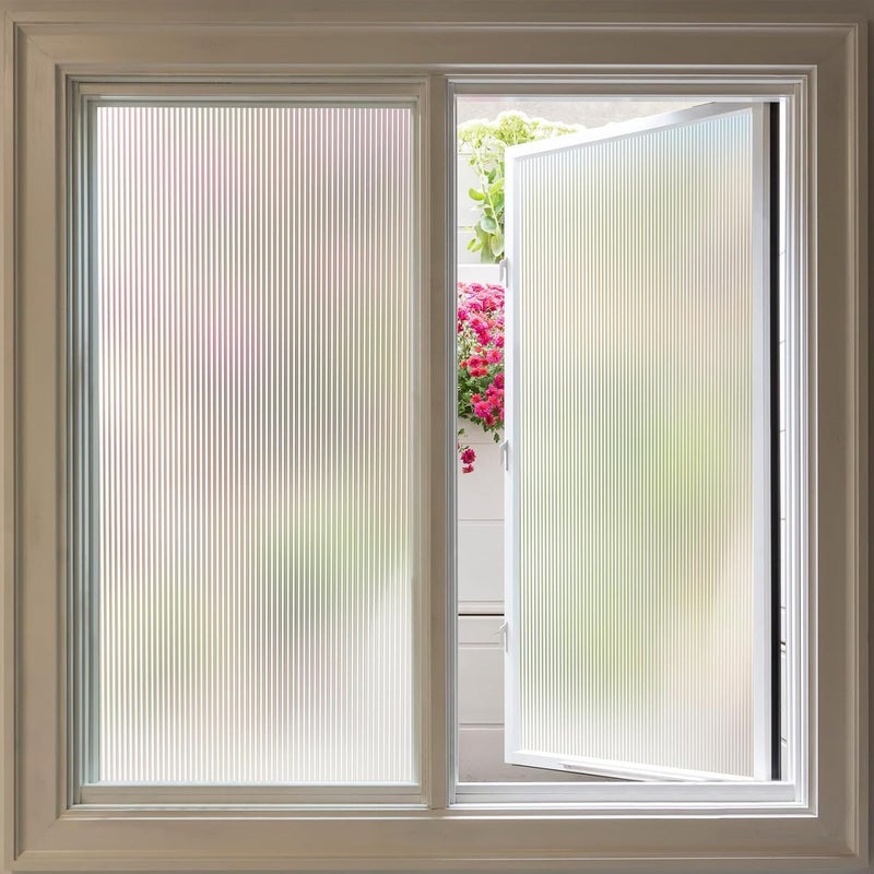 Privacy Decorative Sheet for Window Glass 3D Fluted Design Waterproof and Self Adhesive Window Film Glass Cover Uv Protection Window Films Sticker Reeded Window Film 1 x 4 Ft