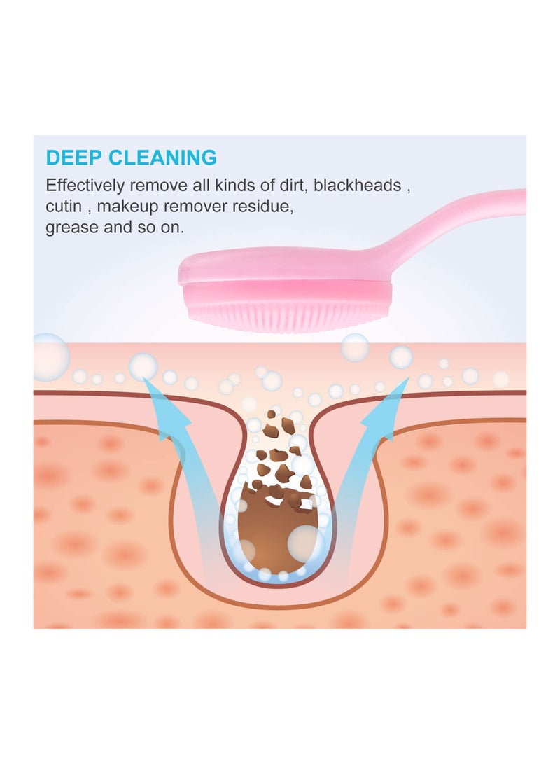 Zikra 4 Pack Silicone Small Manual Facial Cleansing Brush, Skin Friendly Waterproof Face Cleaning Scrubber Exfoliator Brush Cleanser for Blackheads Whiteheads Makeup Residues Removal (2 Blue and 2 Pink) - Image 4