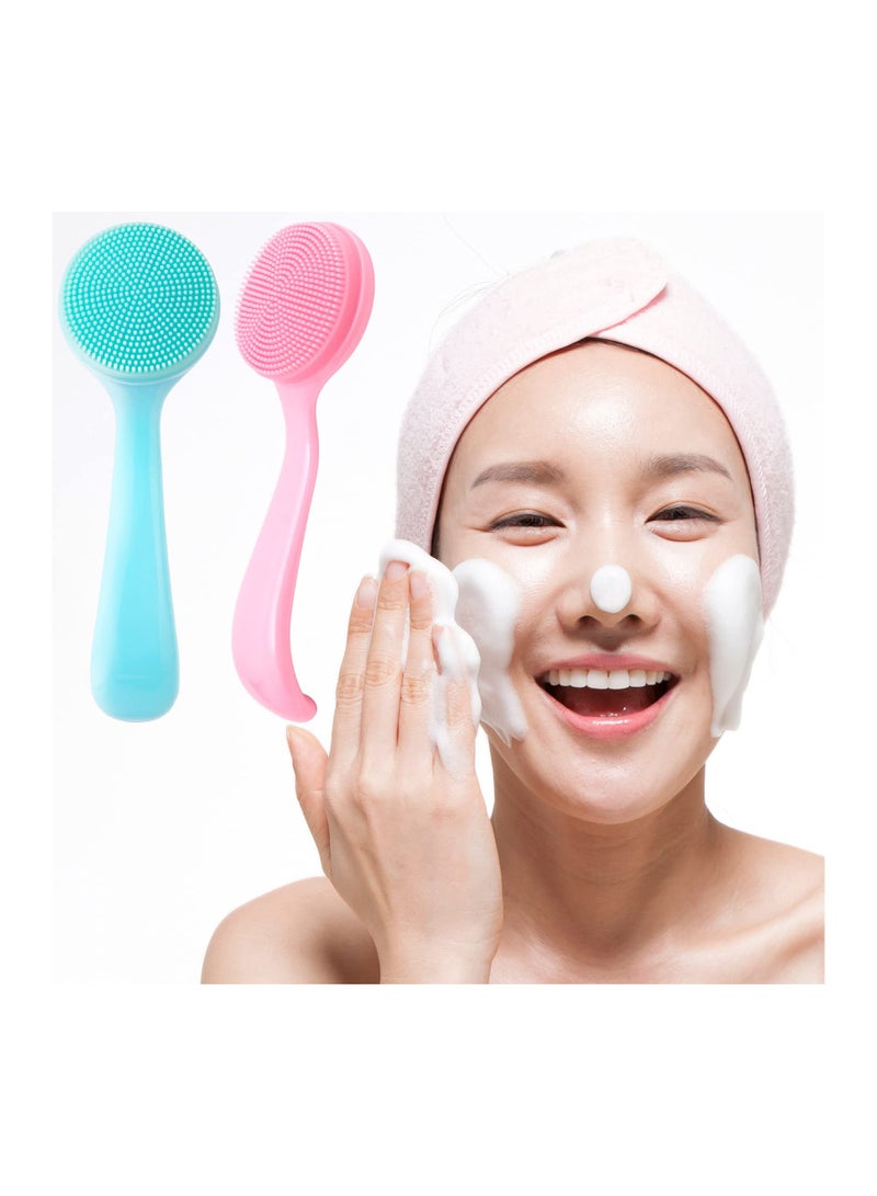 Zikra 4 Pack Silicone Small Manual Facial Cleansing Brush, Skin Friendly Waterproof Face Cleaning Scrubber Exfoliator Brush Cleanser for Blackheads Whiteheads Makeup Residues Removal (2 Blue and 2 Pink) - Image 5