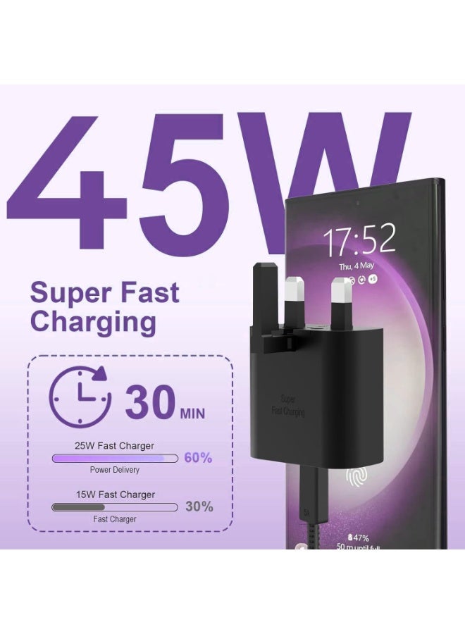 45W USB Type-C Fast Charger with 1M Type-C to Type-C Cable – Super Fast Wall Adapter for Smartphones, Tablets, Laptops & USB-C Devices - Image 2