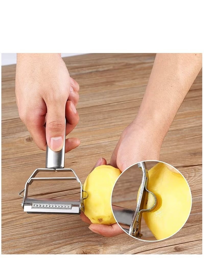 Peeler Stainless Steel Cutter Slicer for Carrot Potato Melon Gadget Vegetable Fruit Steel Peeler Double Sided Blade Multi-functional Vegetable Cutter and Fruit Slicer Dual Blade for Kitchen  - Image 5