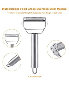 Generic Peeler Stainless Steel Cutter Slicer for Carrot Potato Melon Gadget Vegetable Fruit Steel Peeler Double Sided Blade Multi-functional Vegetable Cutter and Fruit Slicer Dual Blade for Kitchen  - Image 4
