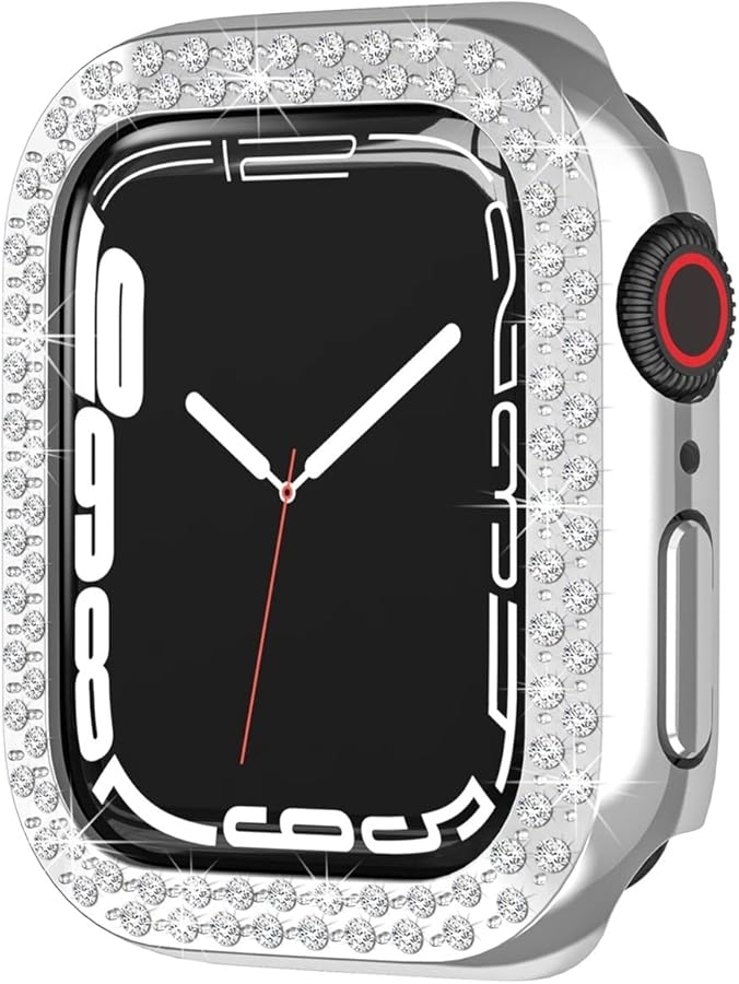 Diamond Bumper Protective Case Compatible with Apple Watch 7 41mm Silver - Image 1