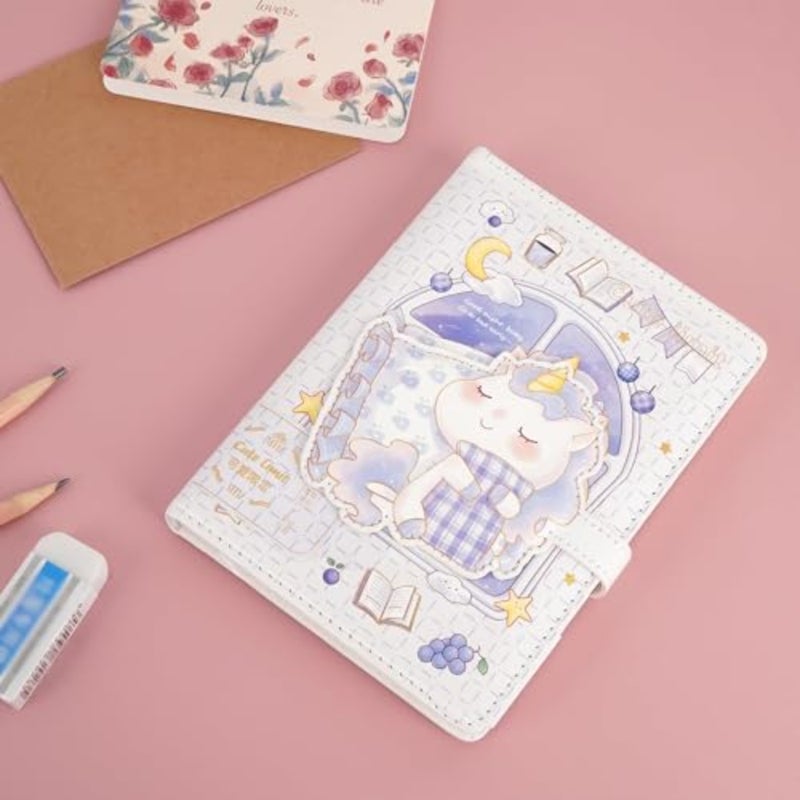 دفتر ملاحظات لطيف من جلد البولي يوريثان باللون الأرجواني مع تصميم رسوم متحركة Kawaii، مجلة A5 للفتيات، دفتر رسم متين على الطراز الياباني، مذكرات سفر، مخطط يومي، دفتر ملاحظات للمكتب والمدرسة - Image 5