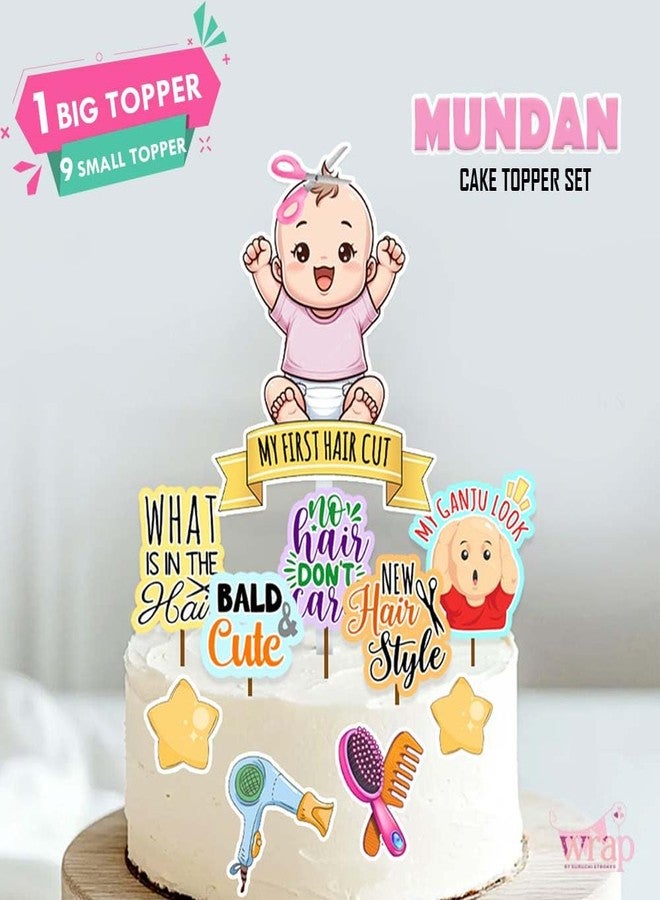 Suruchi Strokes Mundan Ceremony Cake Topper Set | My First Hair Cut Ceremony Decoration for Baby Girl (For Baby Girl) - Image 4
