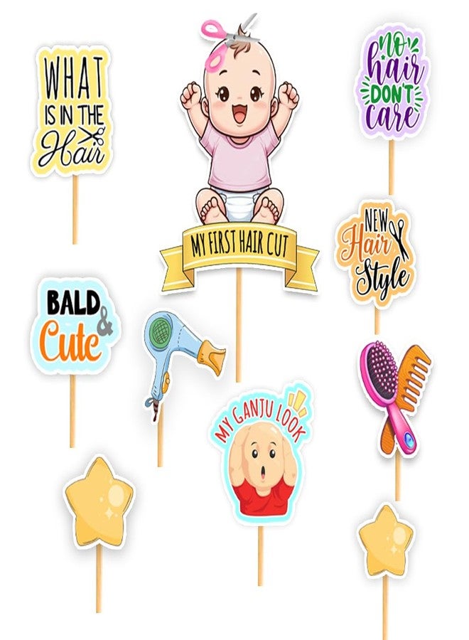 Suruchi Strokes Mundan Ceremony Cake Topper Set | My First Hair Cut Ceremony Decoration for Baby Girl (For Baby Girl) - Image 3