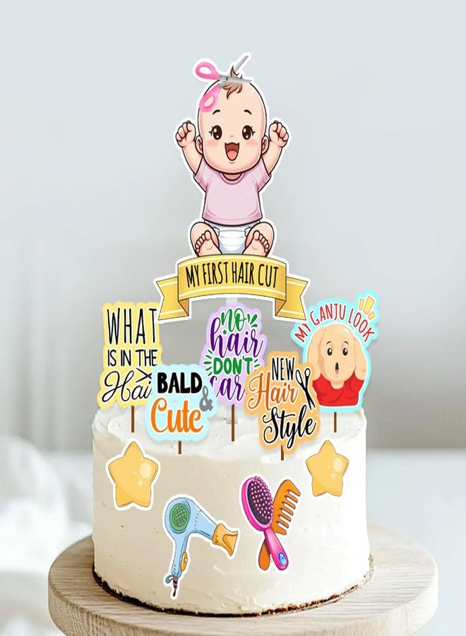Suruchi Strokes Mundan Ceremony Cake Topper Set | My First Hair Cut Ceremony Decoration for Baby Girl (For Baby Girl) - Image 1