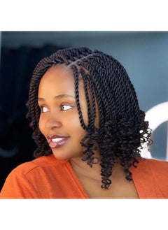 Leeven Eeven 8 Packs Wavy Senegalese Twist Crochet Hair With Curly Ends 8 Inch Black Pre Looped Short Crochet Braids Pre Twisted Small Havana Twist Synthetic Braiding Hair For Women Girl Kids  - Image 1