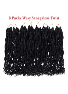 Leeven Eeven 8 Packs Wavy Senegalese Twist Crochet Hair With Curly Ends 8 Inch Black Pre Looped Short Crochet Braids Pre Twisted Small Havana Twist Synthetic Braiding Hair For Women Girl Kids  - Image 5