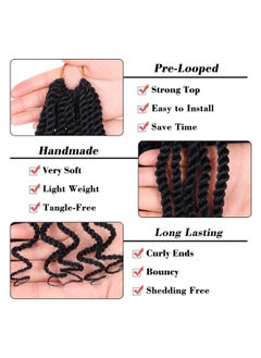 Leeven Eeven 8 Packs Wavy Senegalese Twist Crochet Hair With Curly Ends 8 Inch Black Pre Looped Short Crochet Braids Pre Twisted Small Havana Twist Synthetic Braiding Hair For Women Girl Kids  - Image 4