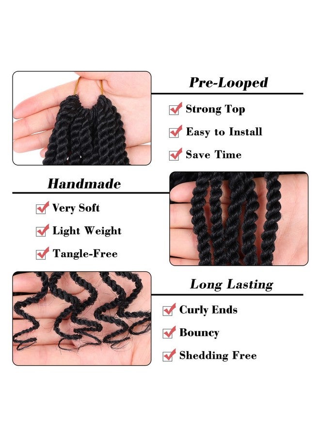 Leeven Eeven 8 Packs Wavy Senegalese Twist Crochet Hair With Curly Ends 8 Inch Black Pre Looped Short Crochet Braids Pre Twisted Small Havana Twist Synthetic Braiding Hair For Women Girl Kids  - Image 4