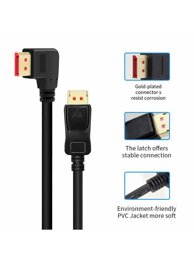 BolAAzuL كابل Displayport 1.4 بزاوية 90 درجة 4K/144Hz، كابل Display Port بزاوية 8K/60Hz DP 1.4 من ذكر إلى ذكر بطول 1.8م FreeSync G-Sync - Image 4