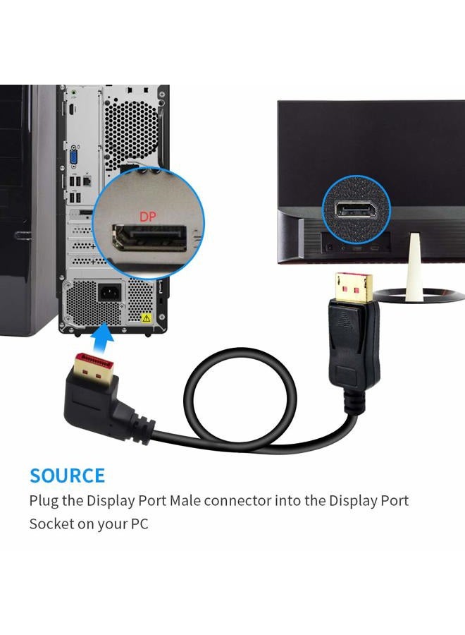 BolAAzuL كابل Displayport 1.4 بزاوية 90 درجة 4K/144Hz، كابل Display Port بزاوية 8K/60Hz DP 1.4 من ذكر إلى ذكر بطول 1.8م FreeSync G-Sync - Image 5